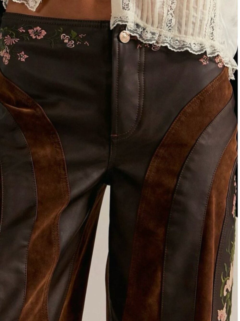 We The Free Belle Embroidered Vegan Leather Pants XL